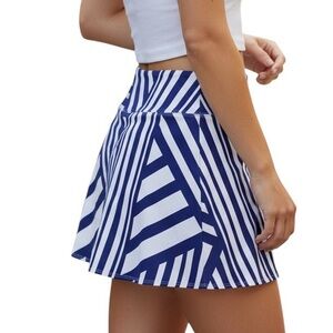 Jerdog Athletics Purple White Geometric Print Pleated  Pull On Skirt Skort